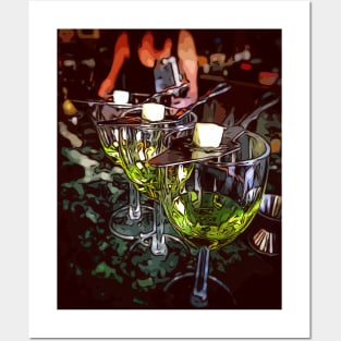 Female bartender pouring Absinthe in a bar Posters and Art